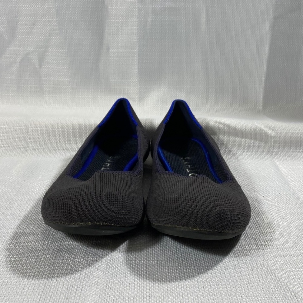 Rothys The Flat Black Solid Rounded Toe Ballet Flats Womens 7.5 Sustainable - Picture 2 of 7